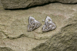 14K Trinity Knot Diamond Earrings White Gold -  Mary-Anne's Irish Gift Shop
