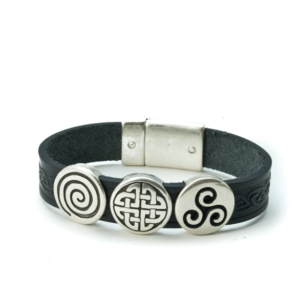 Celtic Leather Cuff with 3 Knots -  Lee River