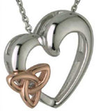 14K Trinity Knot Pendant White and Rose Gold with Diamond -  Mary-Anne's Irish Gift Shop