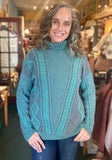 Fisherman Ladies Lambswool  2 Tone Cable Polo Neck Sweater -  Mary-Anne's Irish Gift Shop
