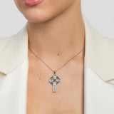 Sterling Lg Celtic Cross Pendant with Connemara Marble