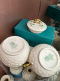 Belleek Basket Weave Lidded Sugar & Creamer Set