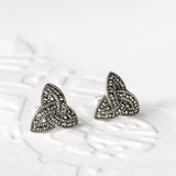 Sterling Silver Trinity Knot Marquisite Studs
