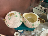 Belleek Basket Weave Lidded Sugar & Creamer Set
