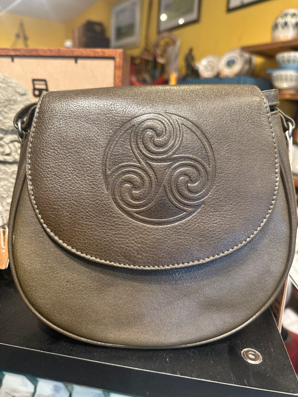Celtic Knot Leather Saddle Bag ~ Olive Green