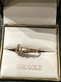 Tiny Claddagh Ring 10k Gold with Braided Back