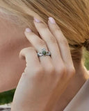 Ladies Connemara Marble Braided Back Claddagh Ring