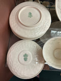 Belleek Shamrock Weave 2 Tea Cups 4 Saucers and 6 plates Set
