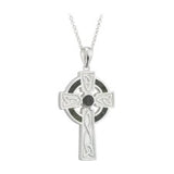 Sterling Lg Celtic Cross Pendant with Connemara Marble