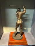 Bronze Sculpture 18 inch Female Golfer Mahogany Base