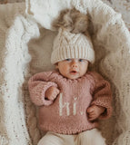 CableKnit Childs Hat with Pom