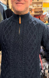 Fisherman Aran Cable Knit Half Zip Crew