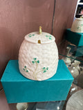 Belleek Shamrock Jam Pot with Notch in Lid