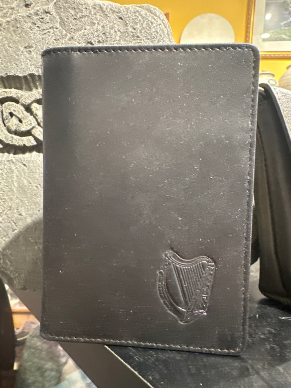 Leather Passport Holder with Harp