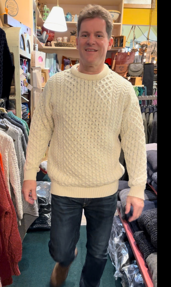 Fisherman Aran Cable Knit Crew Unisex