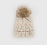 CableKnit Childs Hat with Pom