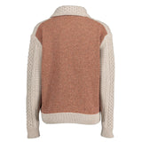 Fisherman Ladies Supersoft Aran Crew with Collar and Woven back