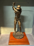 Bronze Sculpture 18 inch Female Golfer Mahogany Base