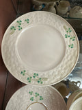 Belleek Shamrock Weave 2 Tea Cups 4 Saucers and 6 plates Set