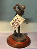 Genesis Bronze Sculpture 12 inch Female Golfer Mahogany Base limited edition