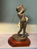 Genesis Bronze Sculpture 12 inch Female Golfer Mahogany Base limited edition