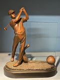 Bronze Sculpture 9 inch Male Golfer with Glass panel on Base