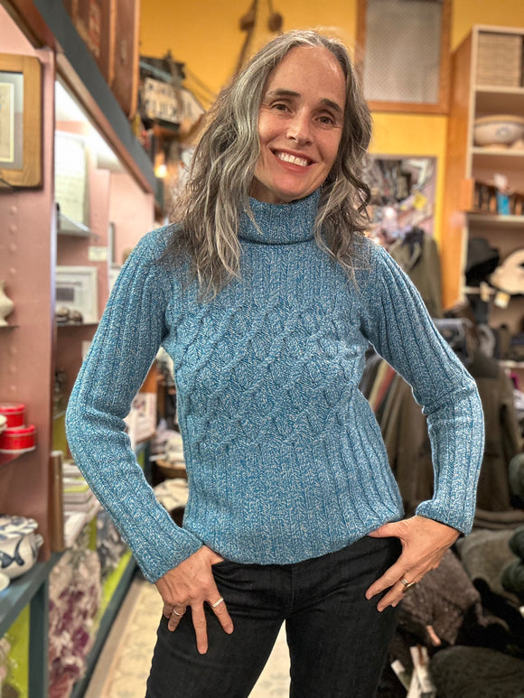 Fisherman Ladies Fitted Aran Tunic...Sky