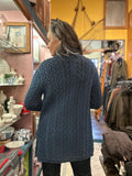 Cableknit Shawl Collar Cardigan Two Tone Yarn
