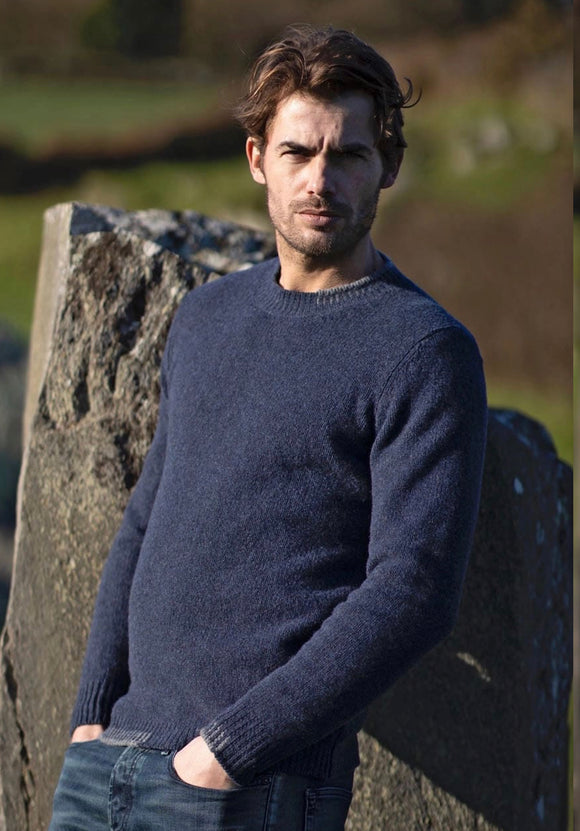 Fisherman Out of Ireland Gents Blanket Stitch Crew Sweater