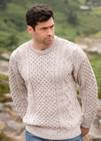 Fisherman Aran Cable Knit Crew Unisex Oatmeal