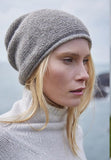 Fisherman Out of Ireland Slouchy Garter Stitch  Baby Alpaca Beanie light grey
