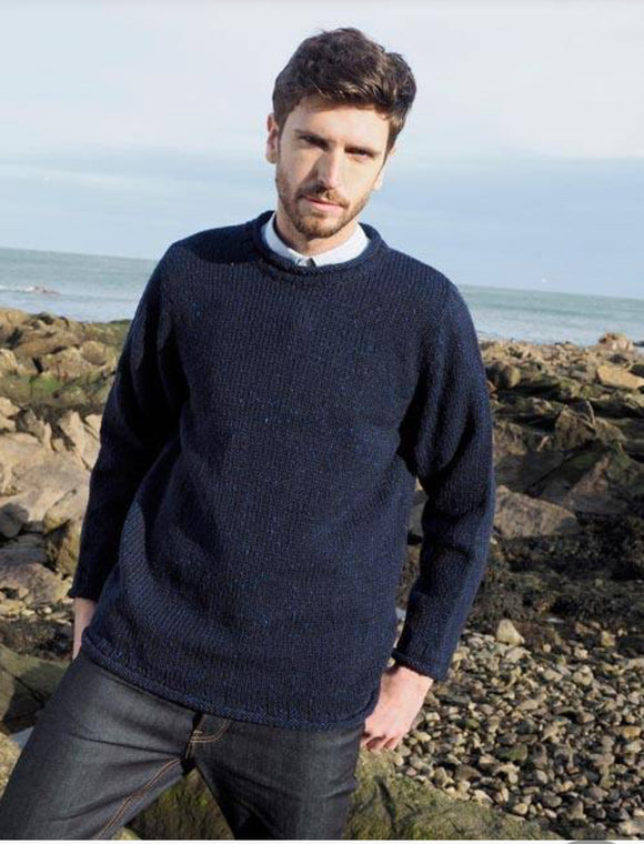 Roll Neck Knit Sweater Blue