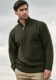 Half Zip Plain Knit Sweater Forest Green