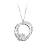 Ladies Sterling Silver Claddagh Pendant with Circle