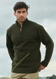 Half Zip Plain Knit Sweater Forest Green