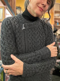 Aran Cable Knit Super Soft Side Zip Short Coat Sweater