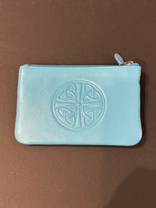 Leather Card Wallet with a Celtic Eternity Knot ~ Powder Blue