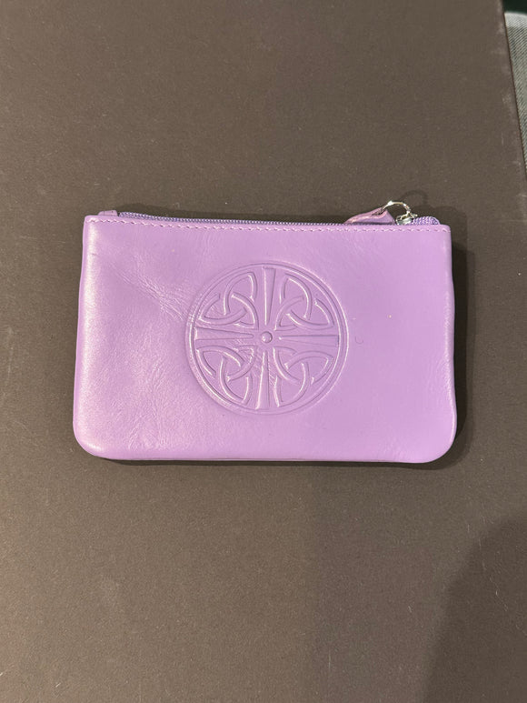 Leather Card Wallet with a Celtic Eternity Knot ~ Lavender