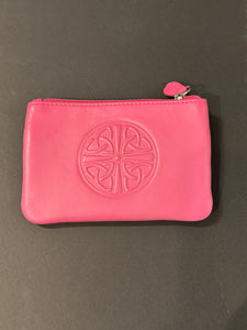Leather Card Wallet with a Celtic Eternity Knot ~ Pink
