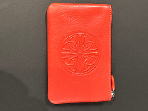 Leather Card Wallet with a Celtic Eternity Knot ~ Salmon