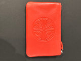 Leather Card Wallet with a Celtic Eternity Knot ~ Salmon