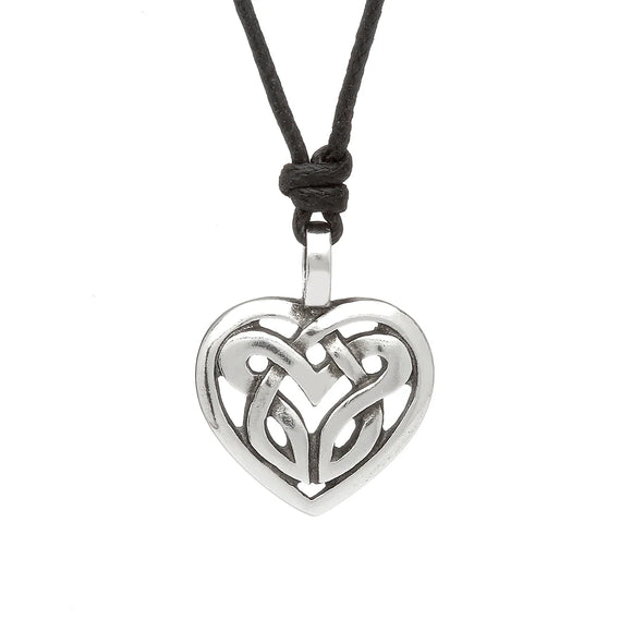 Pewter Celtic Love Knot Necklace on Leather Cord