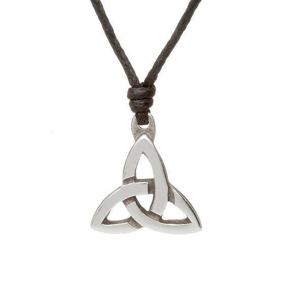 Pewter Trinity Knot Necklace on Leather Cord