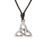 Pewter Trinity Knot Necklace on Leather Cord