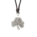 Pewter Shamrock Necklace on Leather Cord