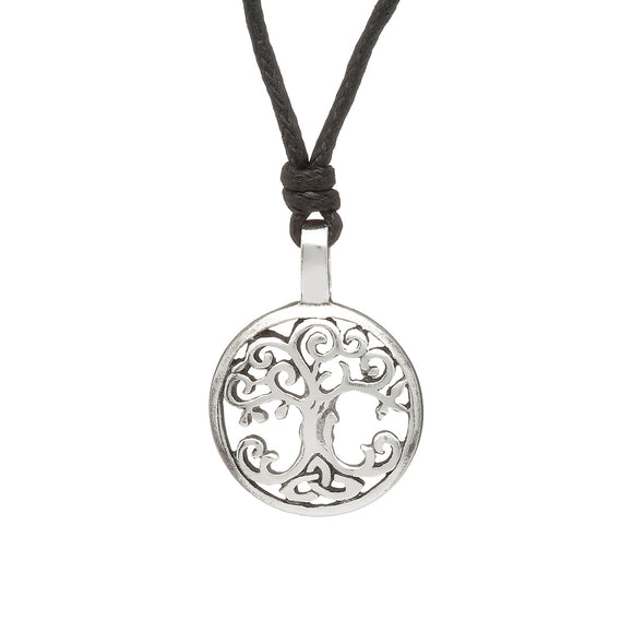 Pewter Tree of Life Necklace on Leather Cord