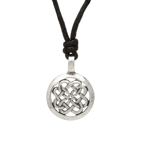 Pewter Celtic Knot Necklace on Leather Cord