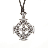 Pewter Druids Cross Necklace on Leather Cord
