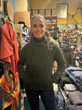 Aran Cable Knit Side Zip Short Coat Sweater Army Green