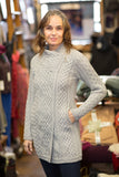 Aran Cable Knit Side Zip Long Coat Sweater -  Aran crafts